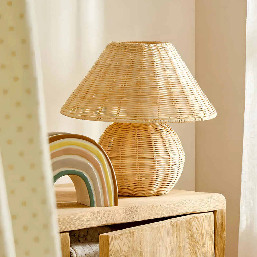 Eco-Friendly Bamboo Table Lamp – Minimalist Design for Bedside or Desk Use, Natural Aesthetic with Warm White Light 0