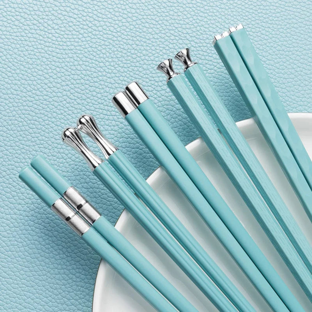 Elegant Alloy Chopsticks Set of 5 – Durable, Dishwasher Safe, Modern Design for Stylish Dining 2