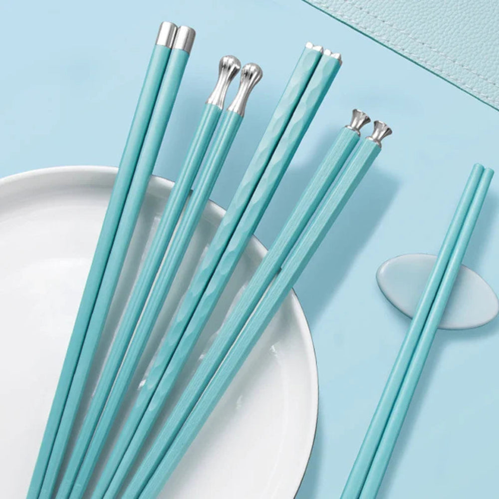 Elegant Alloy Chopsticks Set of 5 – Durable, Dishwasher Safe, Modern Design for Stylish Dining 8