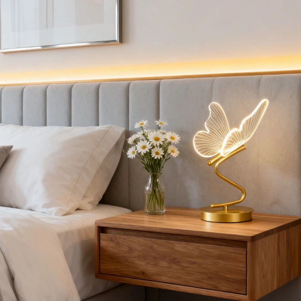 Elegant Butterfly Table Lamp – Rechargeable Cordless Design with Adjustable Lighting for Bedroom or Nightstand 0