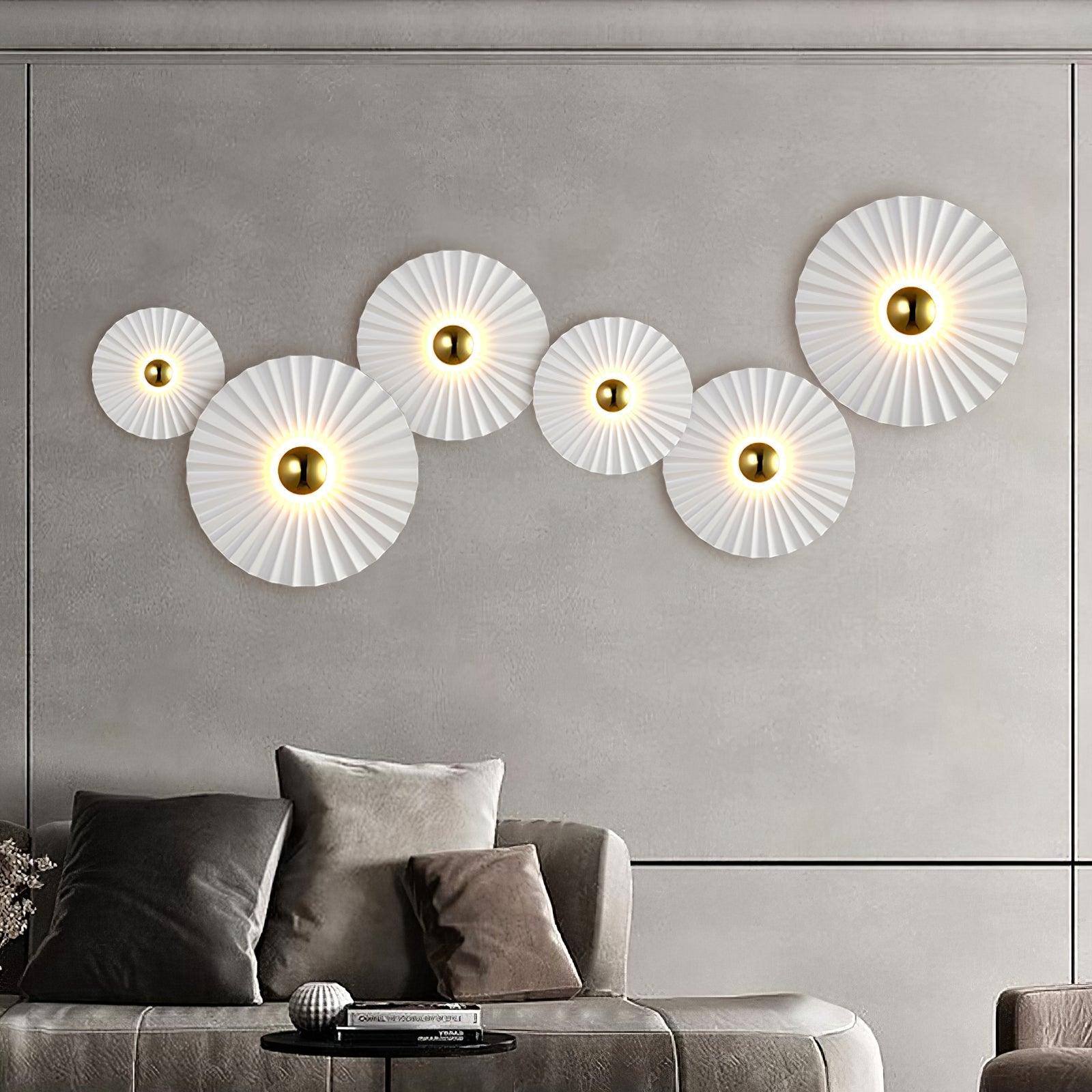 Elegant Flush Wall Lamp with Pleated Ceramic Collar – Indoor Wall Lights, Energy-Efficient Sconce Light, Available in Multiple Sizes 4