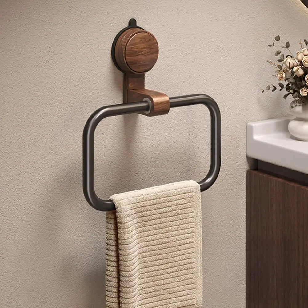 Elegant Towel Holder with Walnut Accents – 180° Rotatable Towel Rack for Bathroom and Kitchen, Stainless Steel and Wood Design 5