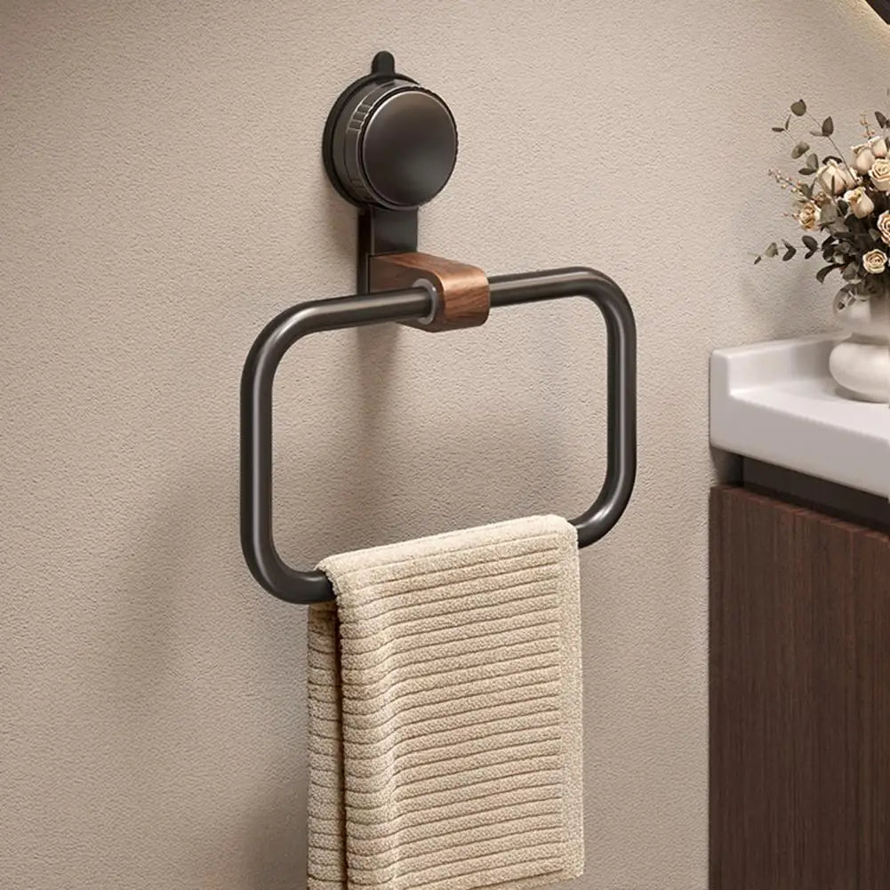 Elegant Towel Holder with Walnut Accents – 180° Rotatable Towel Rack for Bathroom and Kitchen, Stainless Steel and Wood Design 7