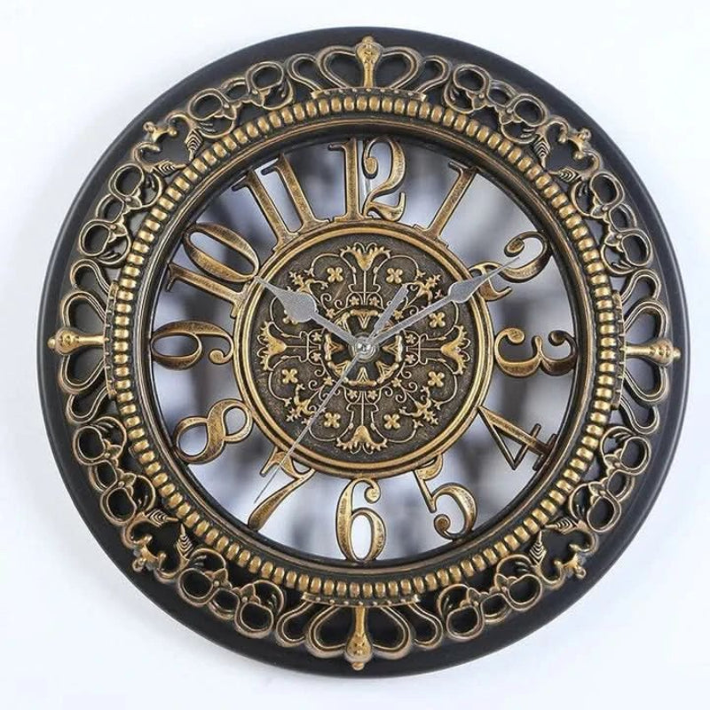 Elegant Vintage Wall Clock with Decorative Metal Frame – 40cm Diameter Timeless Home Decor 1