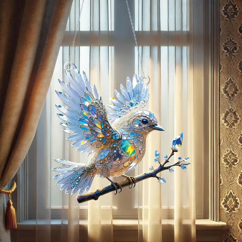 Elysia Crystal Bird Wall Art – Elegant Home Decor with Multi-Colored Light Reflection for Living Room and Room Decor 0