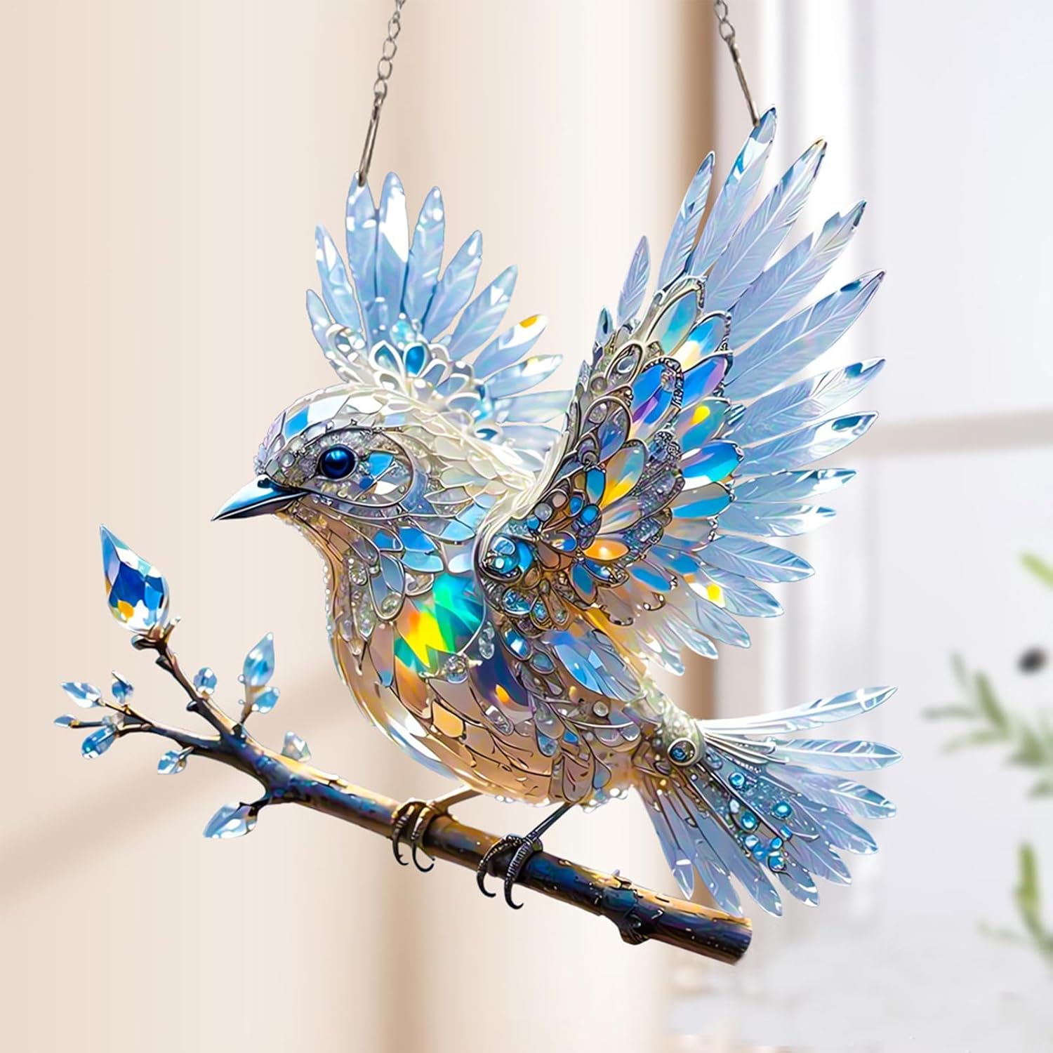 Elysia Crystal Bird Wall Art – Elegant Home Decor with Multi-Colored Light Reflection for Living Room and Room Decor 1