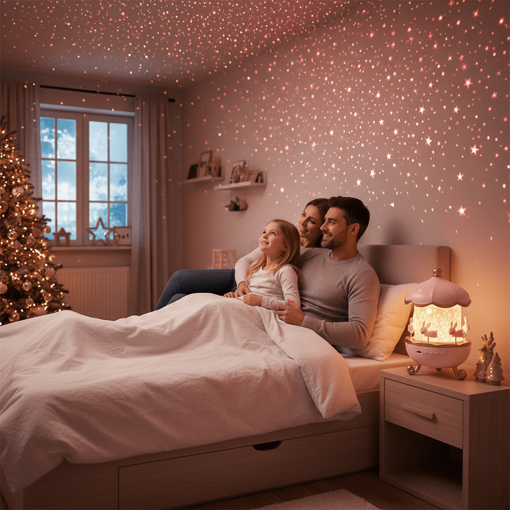 Enchanted Star Projector Night Light with Music, 12 Image Templates, Adjustable Brightness, 360° Rotation – Ideal for Relaxation 1