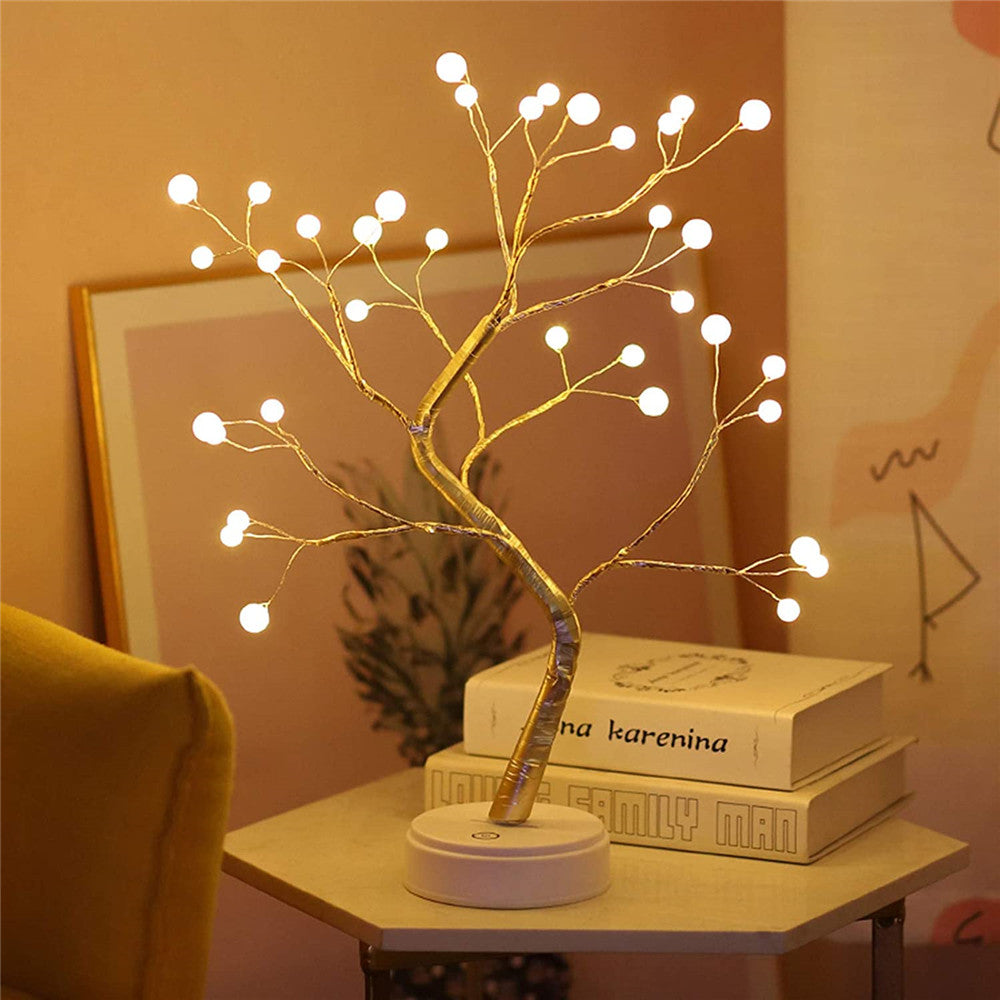Enchanting Glowing Tree Lamp with Flexible Branches – Battery Operated Table Lamp with 108 Drops or 36 Pearls for Cozy Ambiance 4