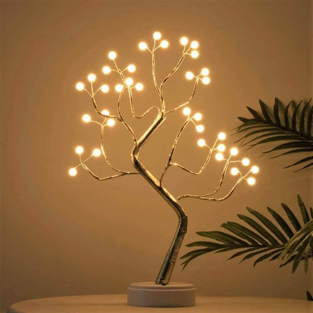 Enchanting Glowing Tree Lamp with Flexible Branches – Battery Operated Table Lamp with 108 Drops or 36 Pearls for Cozy Ambiance 8