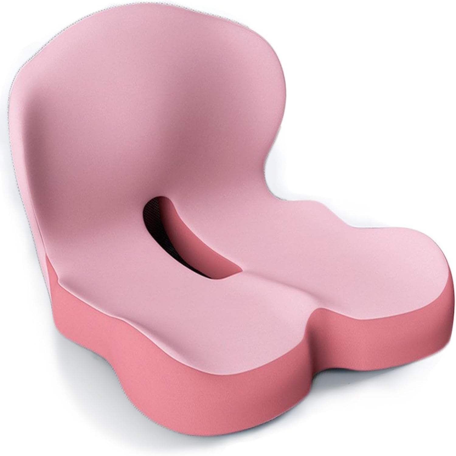 Pink baby seat cushion on a white background