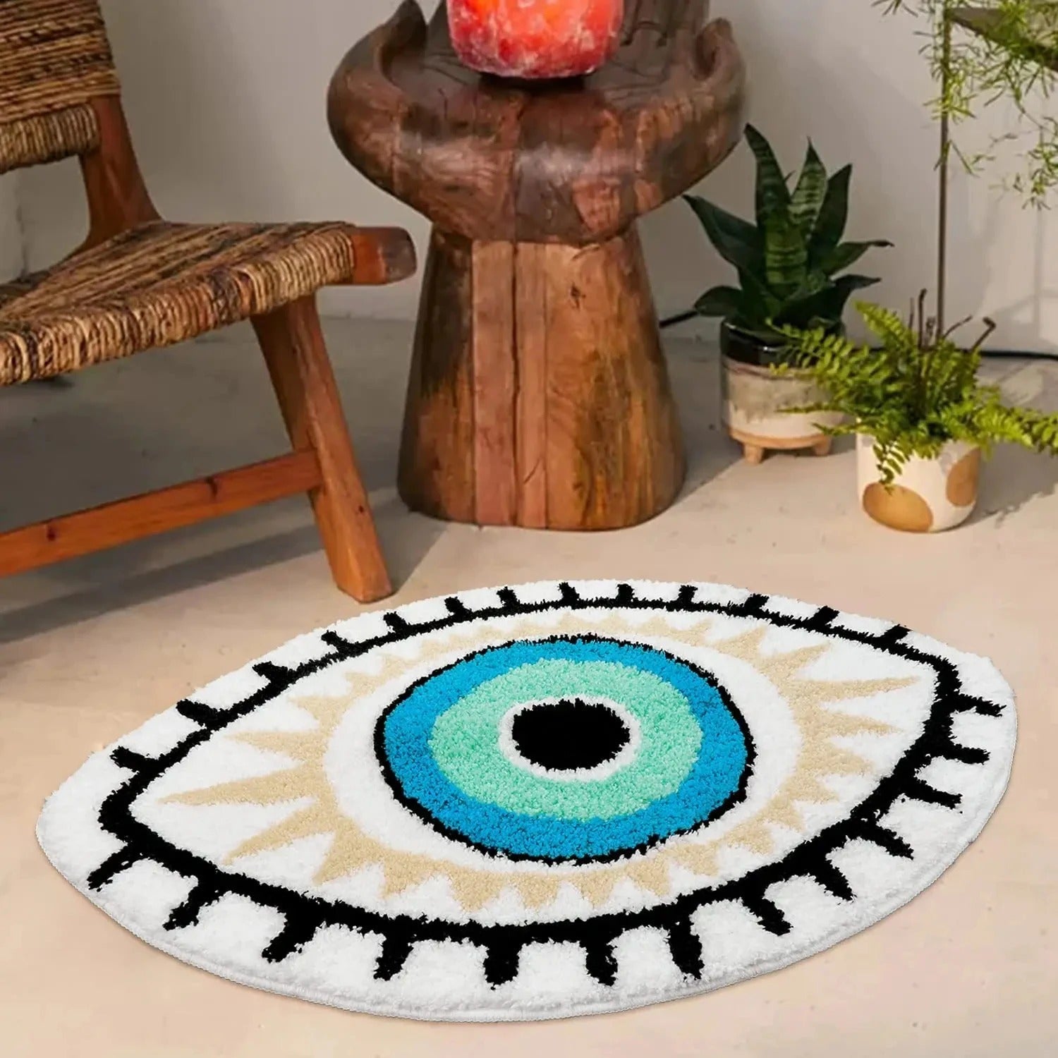 Evil Eye Rug – Plush Water-Absorbent Design with Non-Slip Bottom for Entryways and Living Spaces 0