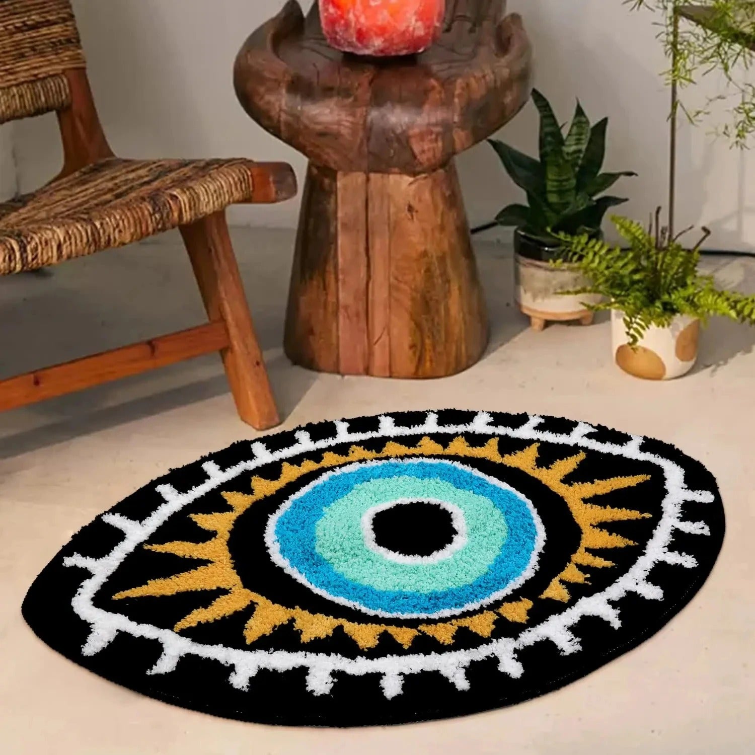 Evil Eye Rug – Plush Water-Absorbent Design with Non-Slip Bottom for Entryways and Living Spaces 1