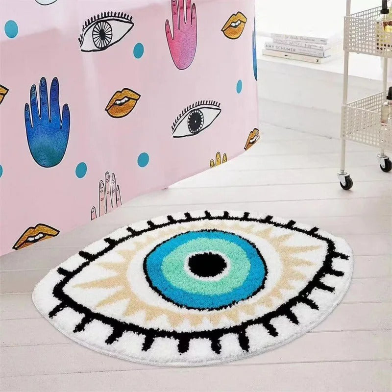 Evil Eye Rug – Plush Water-Absorbent Design with Non-Slip Bottom for Entryways and Living Spaces 5