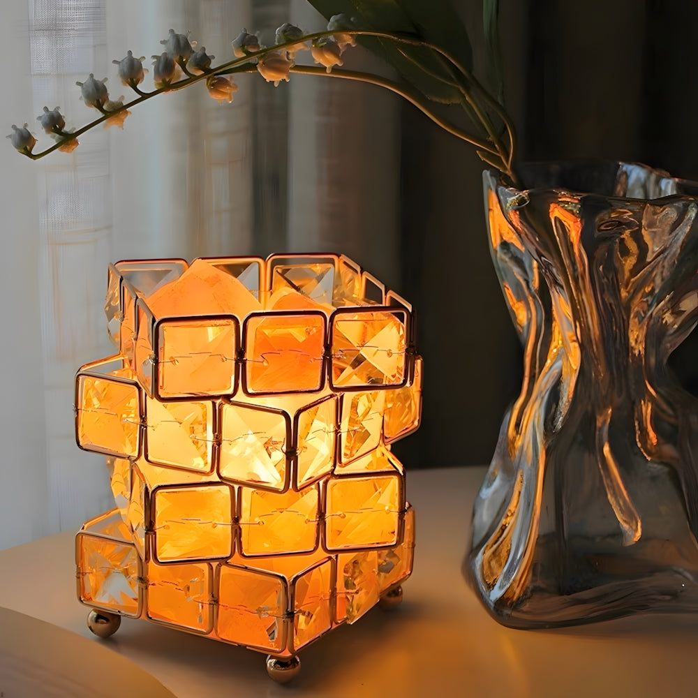 Exquisite Square Crystal Table Lamp with Touch Switch – Elegant Bedside Table Lamp for Bedroom and Living Room 2