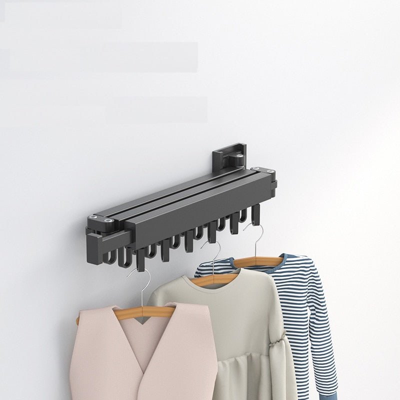 Extendable Wall-Mounted Clothes Dryer, Foldable Space-Saving Hanger, Silver Metal Design for Efficient Drying 4