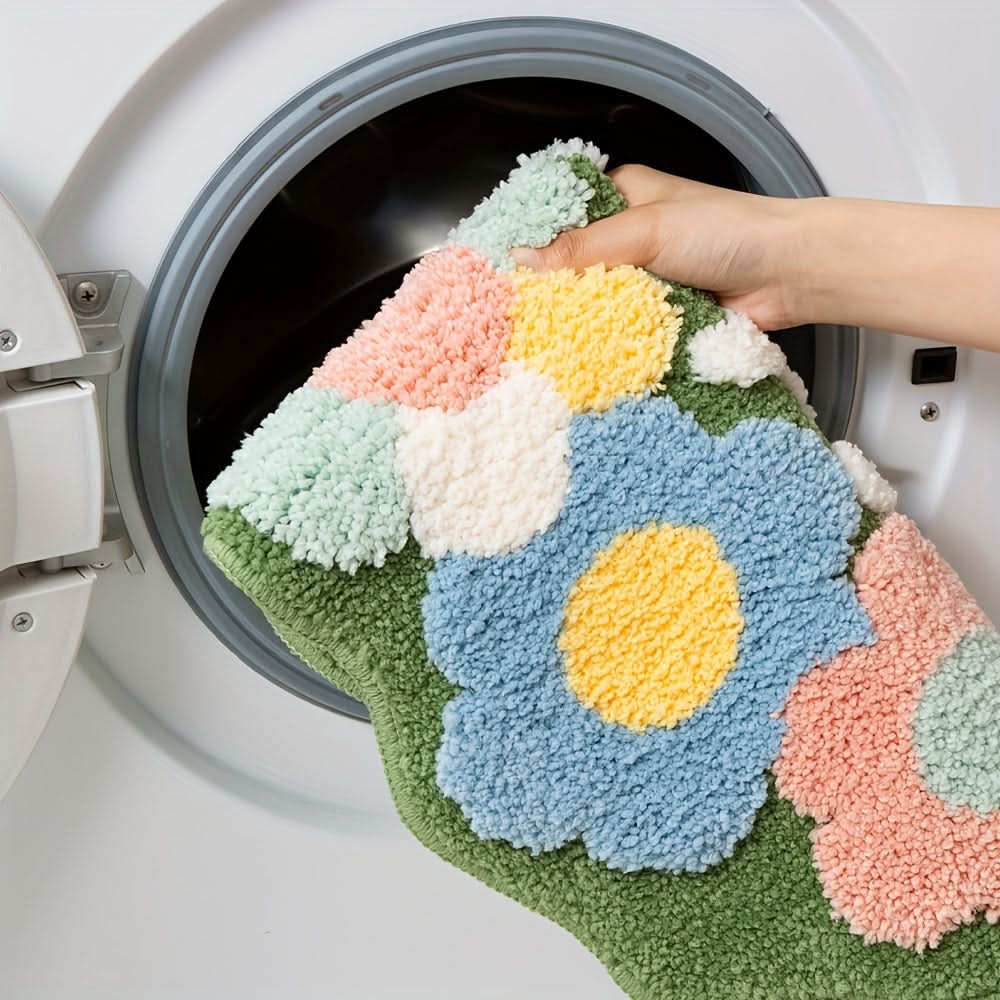 Extra Absorbent Floral Bathroom Mat, Non-Slip Microfiber Bath Rug 50 x 80 cm, Elegant Design for Moisture Protection 2