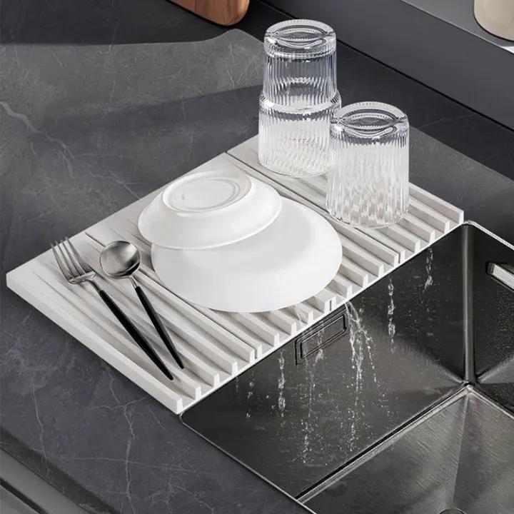 Foldable Silicone Dish Drying Mat – Heat Resistant and Non-Slip Design for Quick Water Drainage, Compact Kitchen Countertop Protector 0