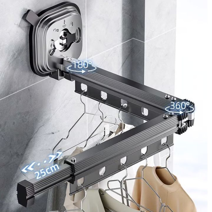 Foldable Wall-Mounted Clothes Dryer with Strong Suction Cups – Space-Saving Design for Apartments and Bathrooms 2