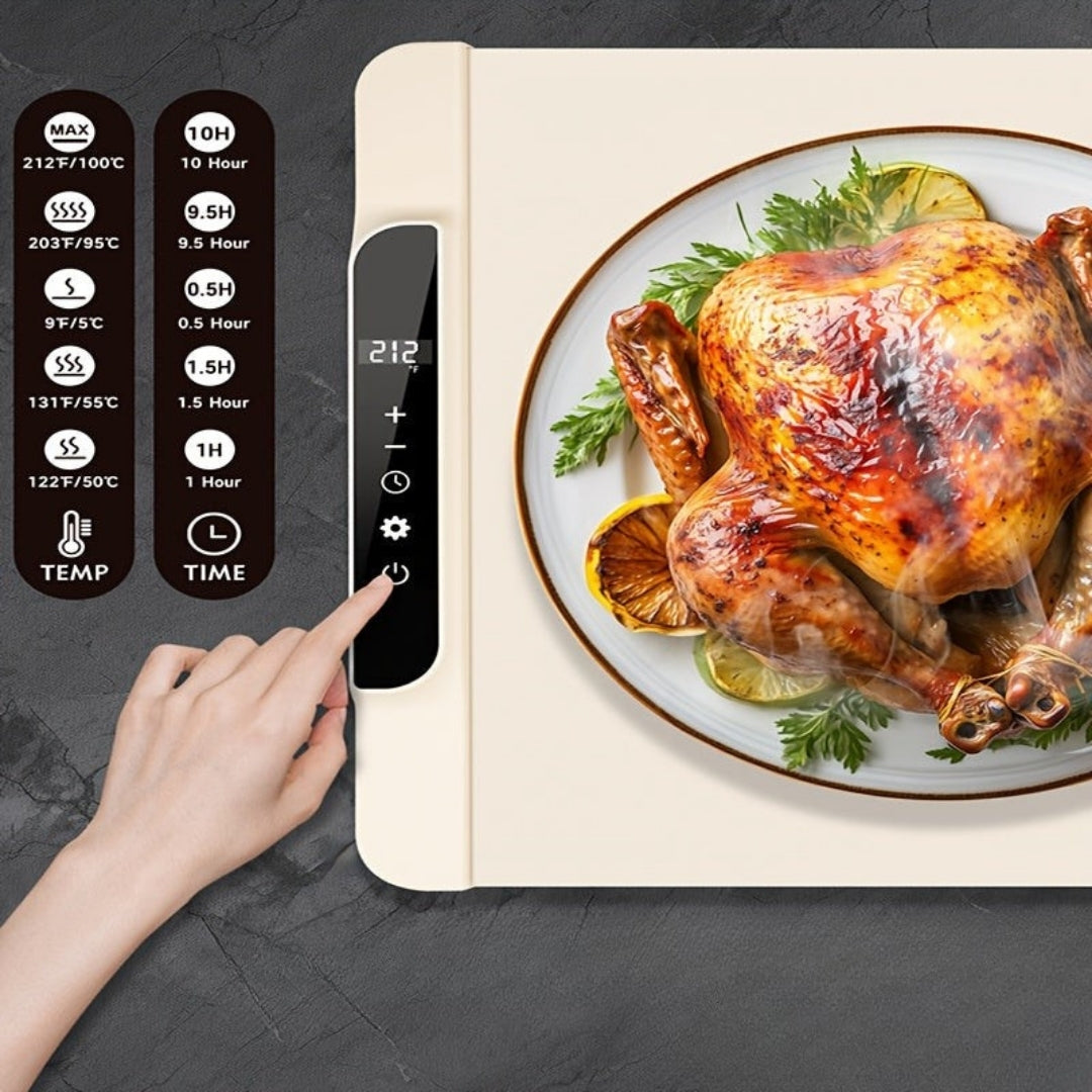 Food Warming Pad with 11 Temperature Levels and 10-Hour Timer – Foldable Silicone Heating Mat for Buffets and Parties a4