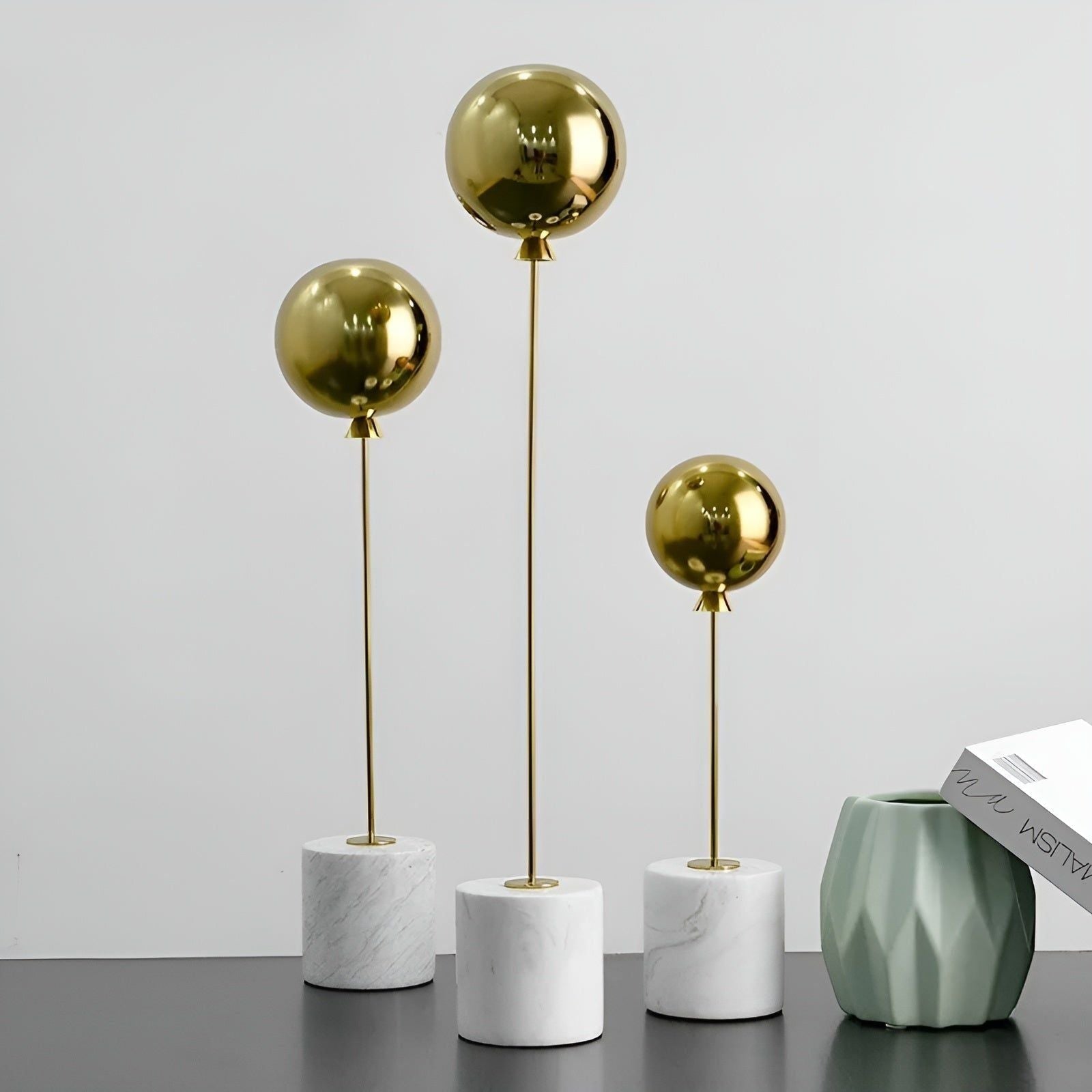 GlamOrb Decorative Ornament with Marble Base and Metal Accents for Elegant Home Decor 1