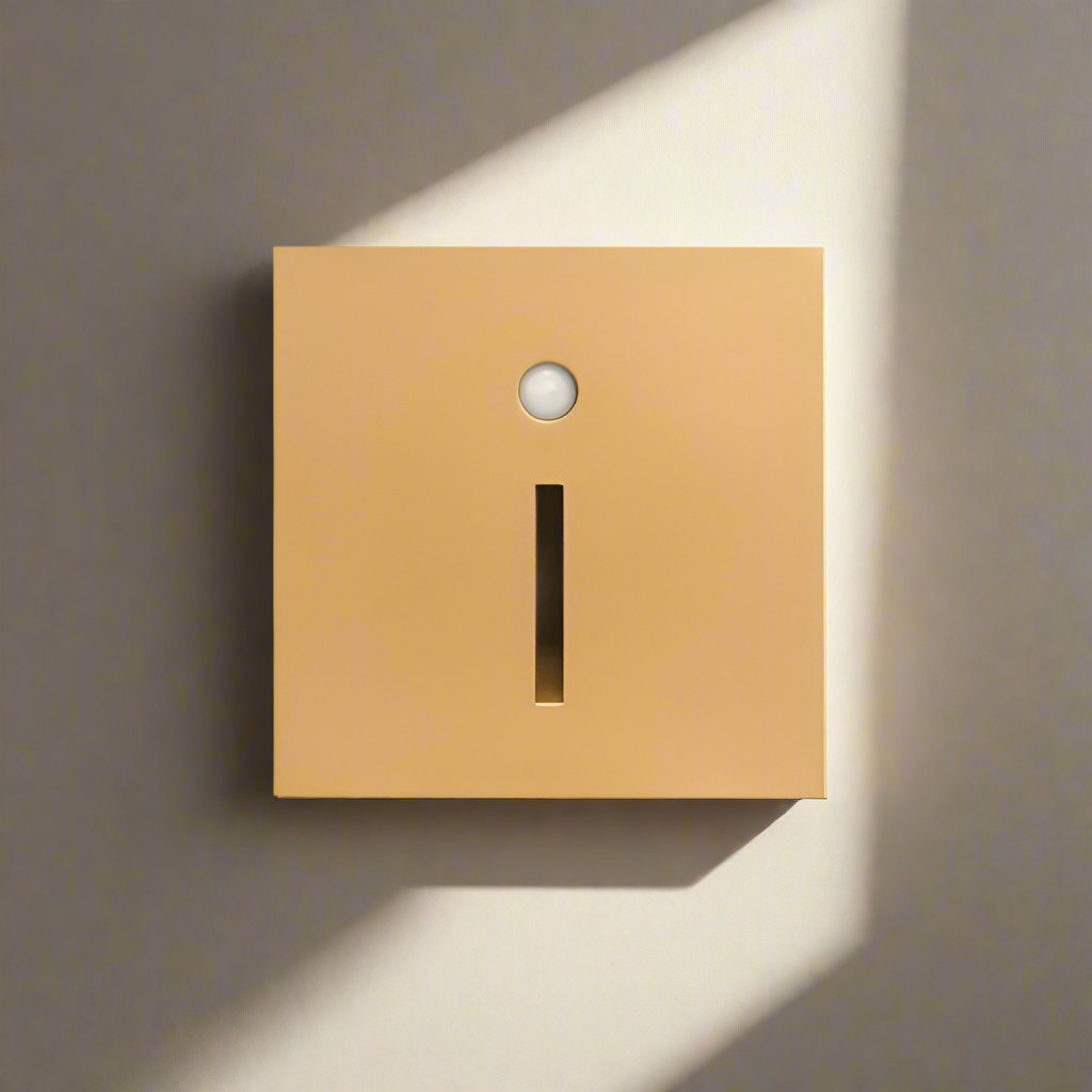 Square wall light fixture casting a shadow on a plain wall