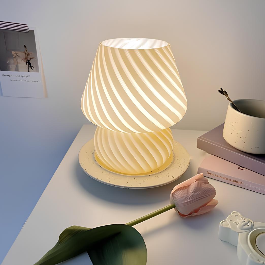 Hand-Blown Glass Table Lamp with Unique Patterns – Elegant Bedside Lamp for Bedroom and Living Room 1