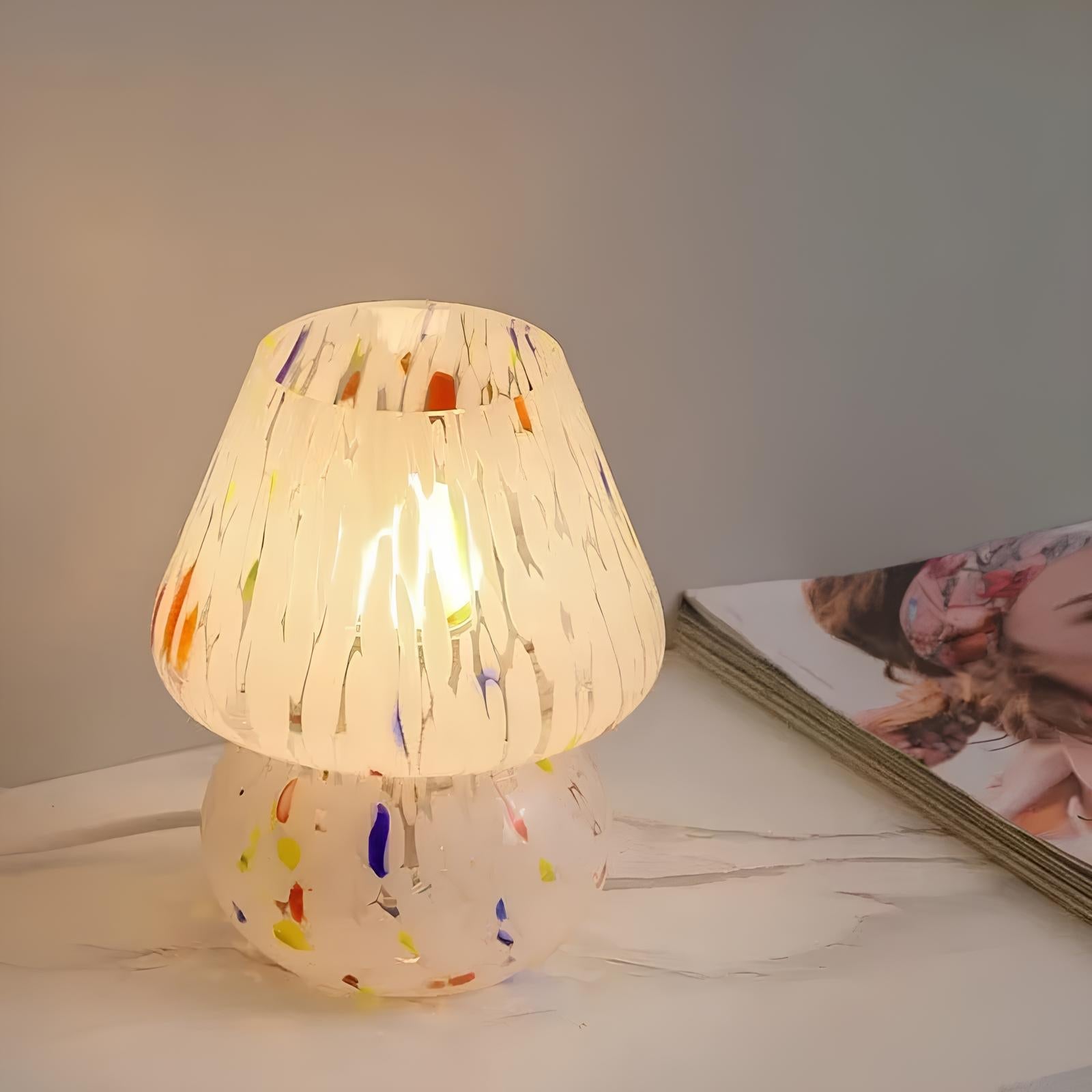 Hand-Blown Glass Table Lamp with Unique Patterns – Elegant Bedside Lamp for Bedroom and Living Room 6
