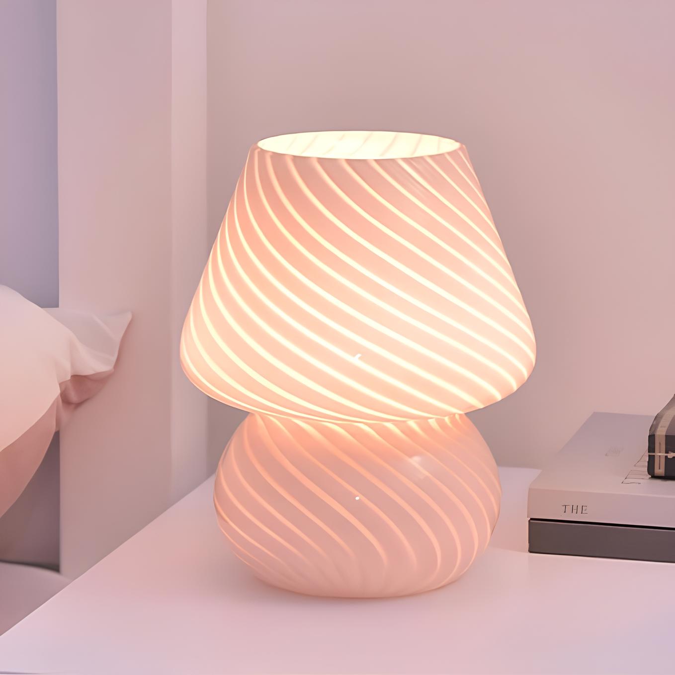 Hand-Blown Glass Table Lamp with Unique Patterns – Elegant Bedside Lamp for Bedroom and Living Room 7