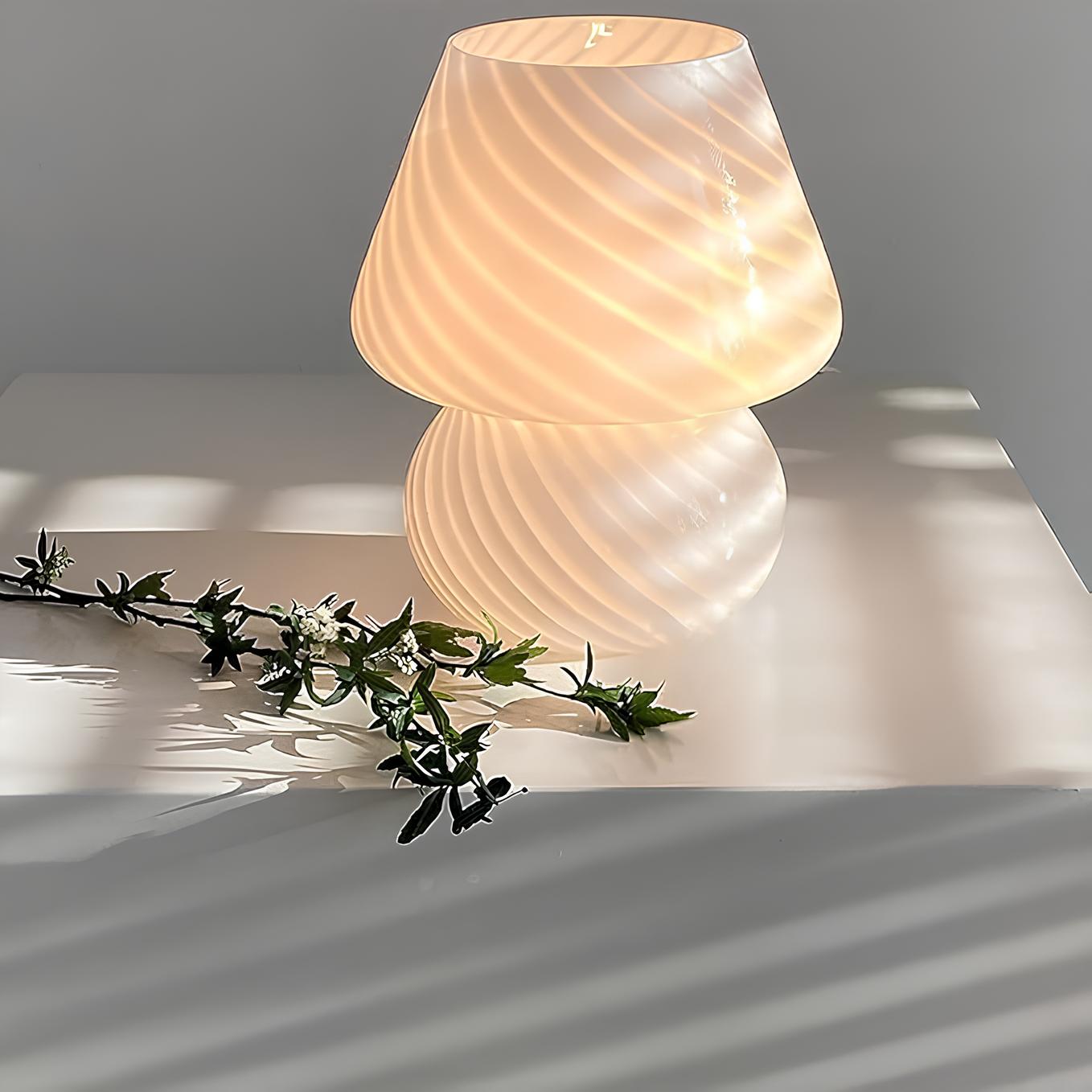 Hand-Blown Glass Table Lamp with Unique Patterns – Elegant Bedside Lamp for Bedroom and Living Room 8
