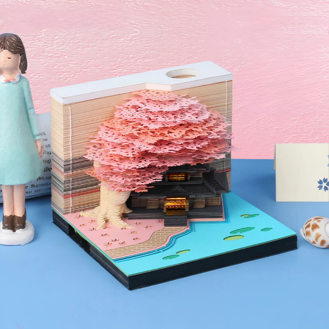 Handcrafted 3D Glowing Calendar – Eco-Friendly Blue Castle Notepad with Artistic Design and Soft Illumination 2