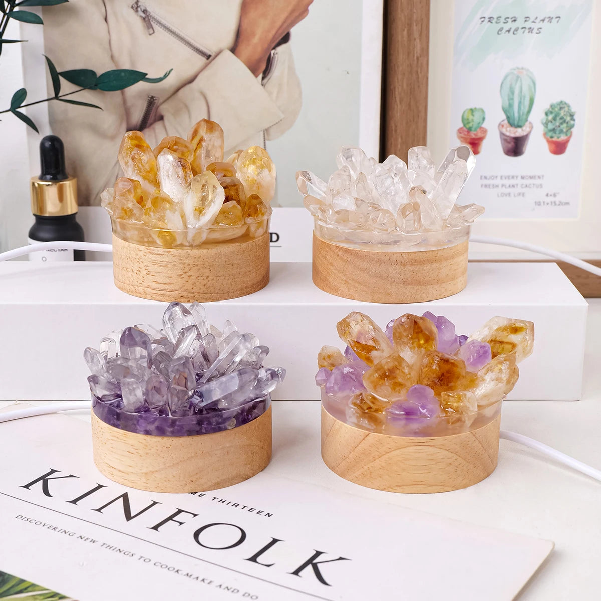 Handmade Natural Crystal Table Lamp – Unique Crystal Lights for Feng Shui and Wellness, Ideal Bedside Lamp 6