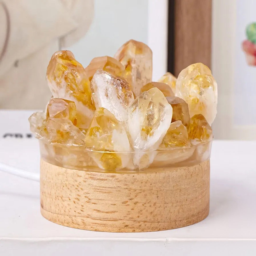 Handmade Natural Crystal Table Lamp – Unique Crystal Lights for Feng Shui and Wellness, Ideal Bedside Lamp a1