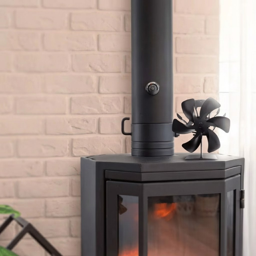Hanging Wood Stove Fan – Heat Powered Fireplace Fan with 6 Blades and Thermometer for Efficient Home Heating 2