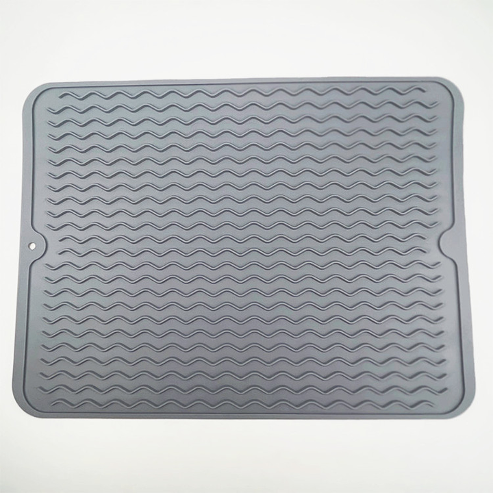 Heat-Resistant Silicone Kitchen Mat – Non-Slip Dish Drying Mat and Drawer Insert – BPA Free, 40x30 cm, Grey/Blue/Transparent 9