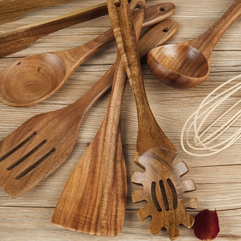 Luxury Wooden Kitchen Utensil Set – 7-Piece Non-Toxic, Durable & Stylish Cooking Tools