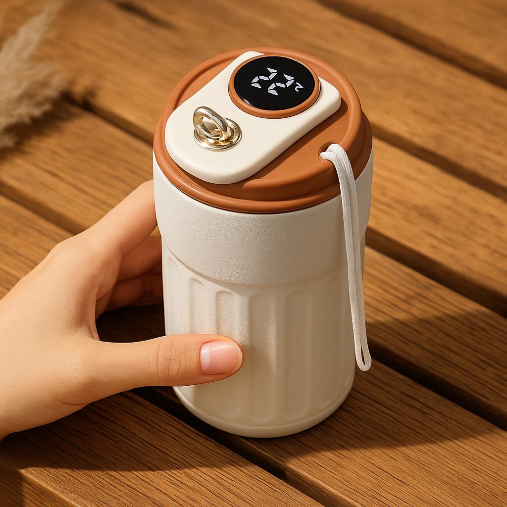 Insulated Travel Mug with LED Temperature Display - Reusable Coffee Cup, Double-Walled Thermos for Hot and Cold Beverages 0