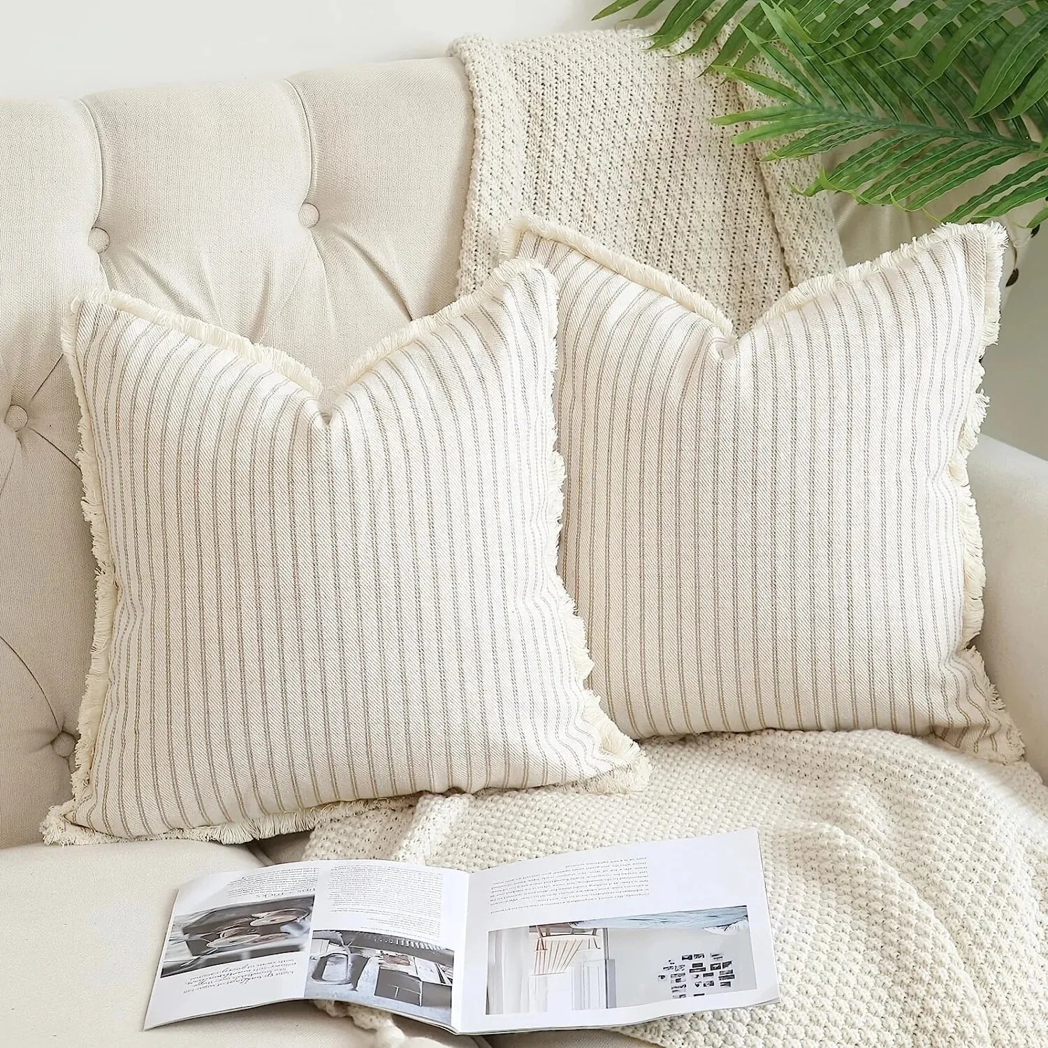 Jacquard Cushion Covers with White Frill – 45x45 cm Decorative Scatter Cushions for Stylish Home Decor 1