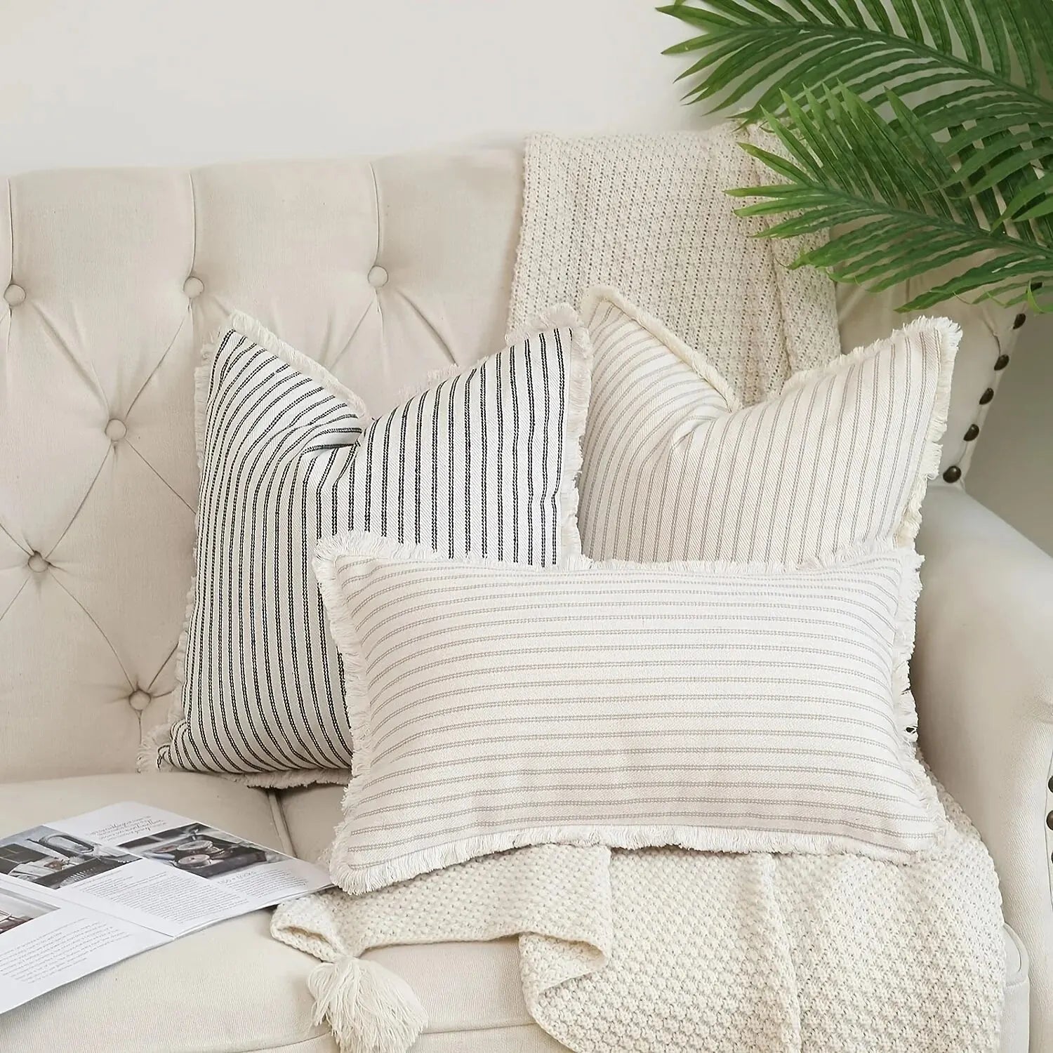 Jacquard Cushion Covers with White Frill – 45x45 cm Decorative Scatter Cushions for Stylish Home Decor 2
