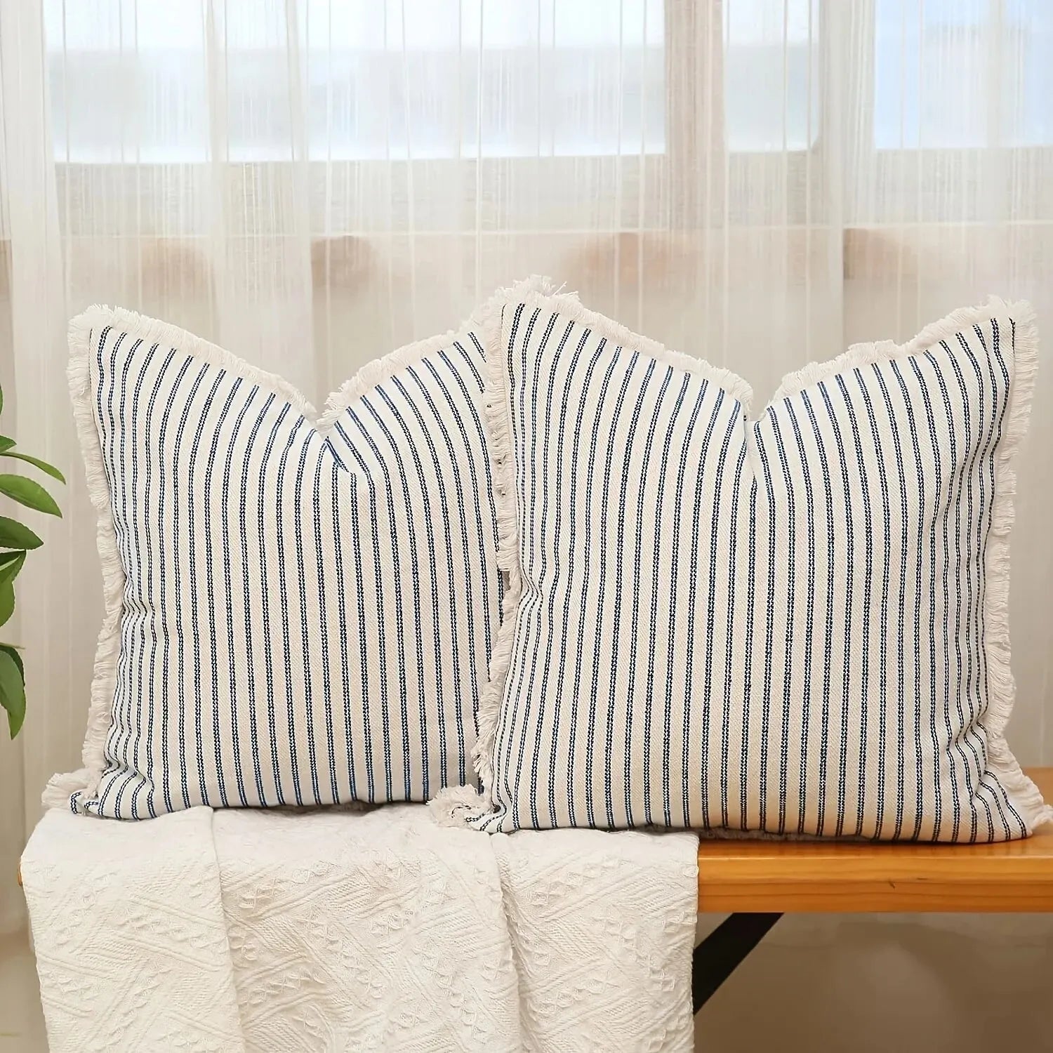 Jacquard Cushion Covers with White Frill – 45x45 cm Decorative Scatter Cushions for Stylish Home Decor 3