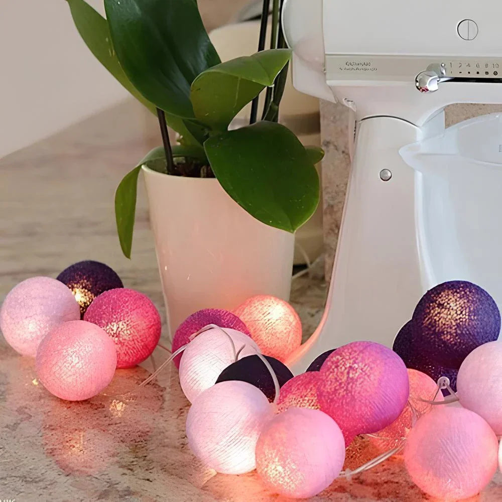 LED Cotton Ball String Lights – 6cm Warm White Fairy Lights, 1.5-3.0m Length, USB & Battery Operated for Cozy Ambiance 12