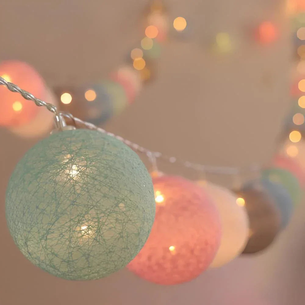 LED Cotton Ball String Lights – 6cm Warm White Fairy Lights, 1.5-3.0m Length, USB & Battery Operated for Cozy Ambiance 5