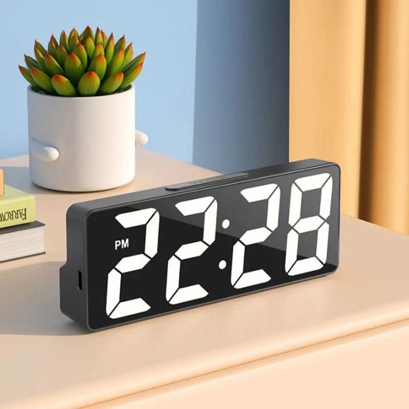 LED Digital Alarm Clock with Temperature Display and Adjustable Brightness – Compact USB or Battery Operated Design 1