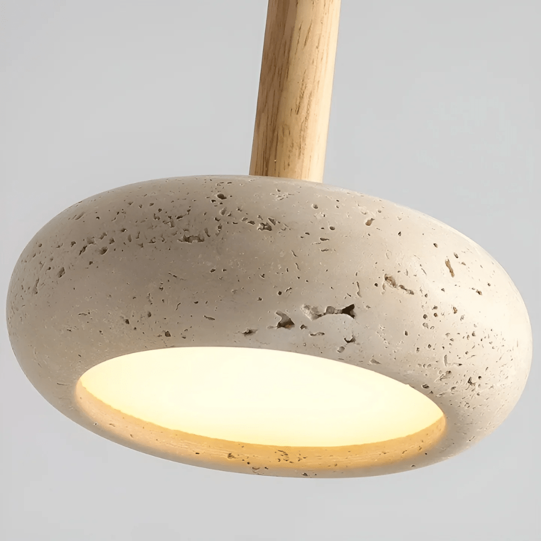 LED Retro Ceiling Light Fixture with Yellow Cave Stone and Wood – Adjustable Cable Length for Living Room or Bedroom 7