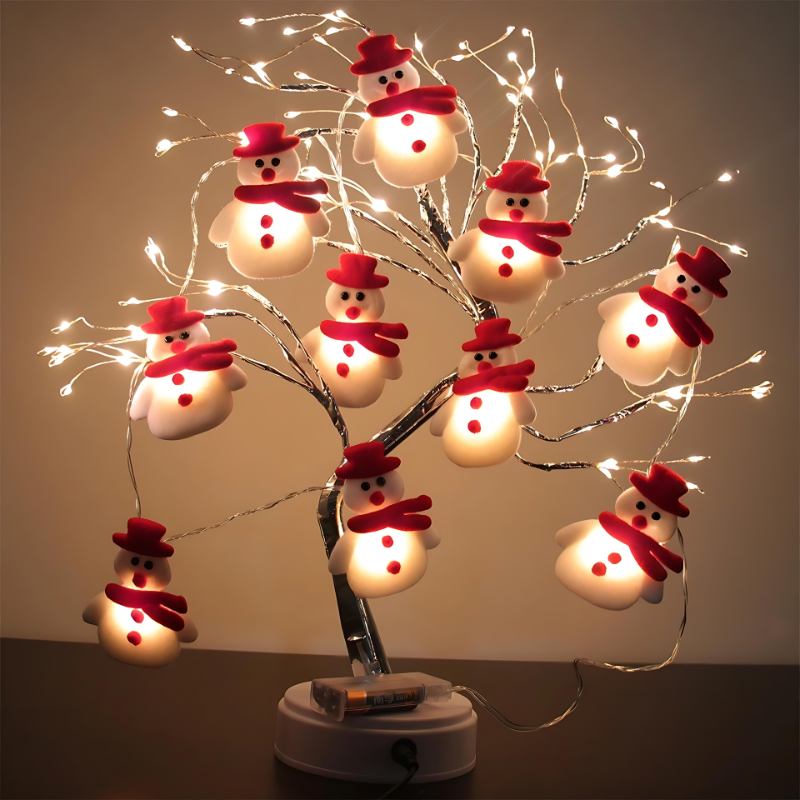 LED Snowman String Lights – Warm White Indoor/Outdoor Holiday Decor with Flexible Copper Wire 1