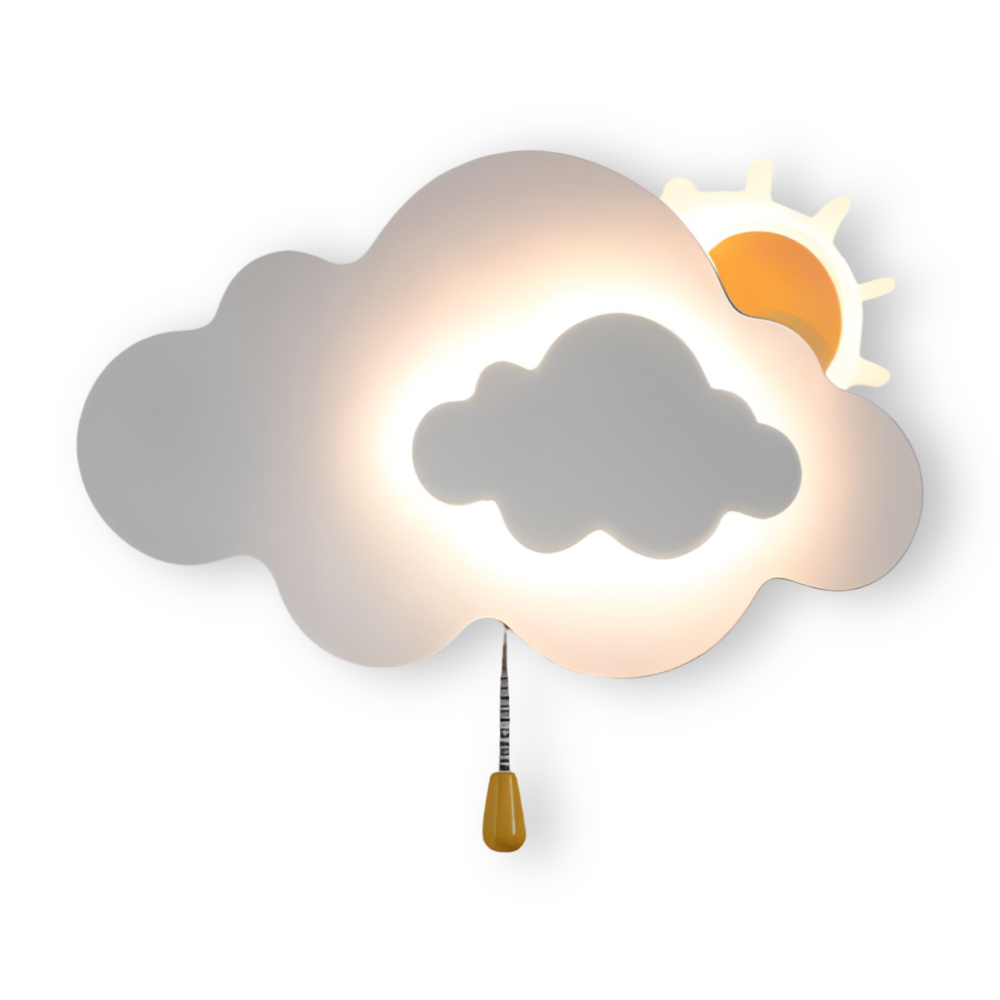 LED Wall Light for Children's Room - Cloud and Sun Design, Soft Eye-Friendly Glow, Eco-Friendly Materials, 26cm x 15cm 0
