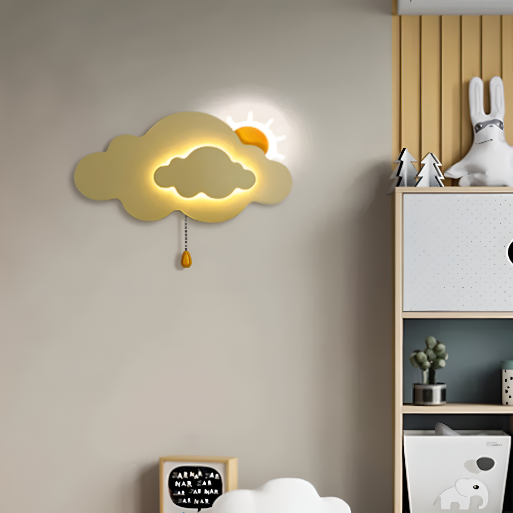 LED Wall Light for Children's Room - Cloud and Sun Design, Soft Eye-Friendly Glow, Eco-Friendly Materials, 26cm x 15cm 1