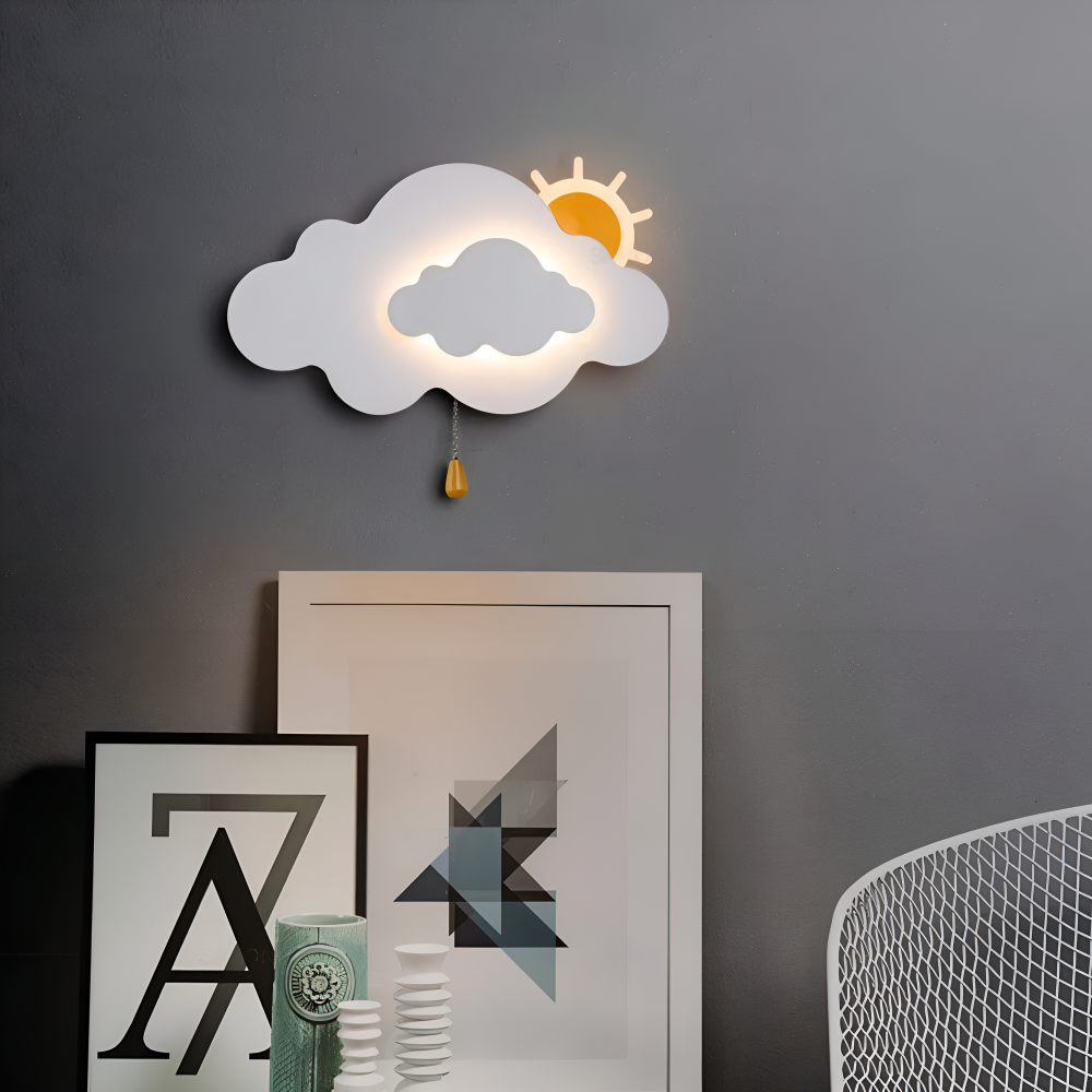 LED Wall Light for Children's Room - Cloud and Sun Design, Soft Eye-Friendly Glow, Eco-Friendly Materials, 26cm x 15cm 3