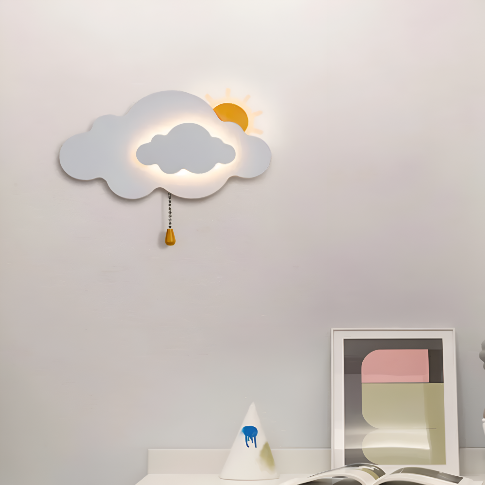 LED Wall Light for Children's Room - Cloud and Sun Design, Soft Eye-Friendly Glow, Eco-Friendly Materials, 26cm x 15cm 4