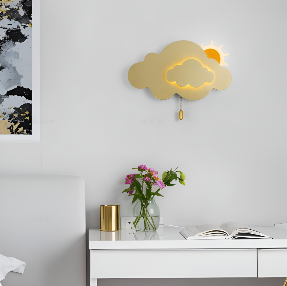 LED Wall Light for Children's Room - Cloud and Sun Design, Soft Eye-Friendly Glow, Eco-Friendly Materials, 26cm x 15cm 5