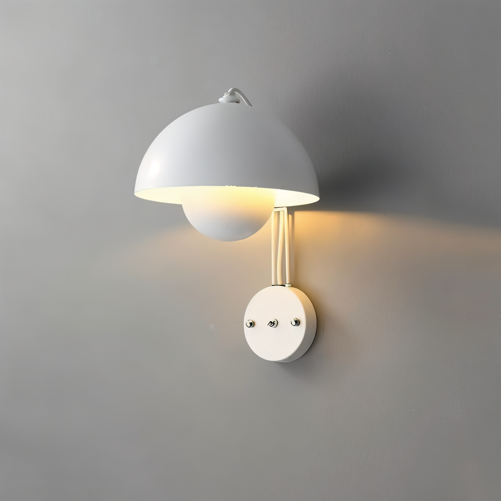 White wall-mounted lamp on a gray background